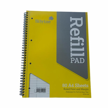 A4 Perforated Side Wirebound Refill Pad Ruled Feint and Margin