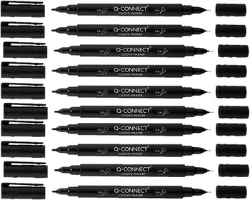 Pack of 10 Dual Tip Black Marker Pens