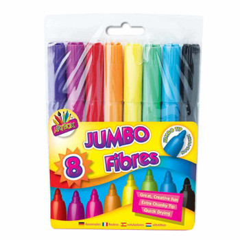 Pack of 8 Jumbo Fibre Colouring Pens
