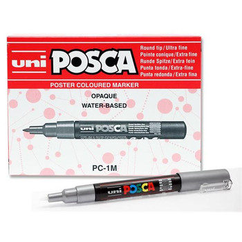 Silver Uni Posca Pc-1M 0.7mm Bullet Tip Permanent Marker