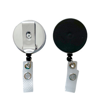Black and Silver Key Reel with Badge Holder