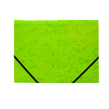 A4 Neon Green Card 3 Flap Folder With Elastic Closure