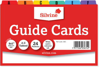 White Cards And Coloured Tab A-Z Guide Cards 203 x 127mm (8"x5")