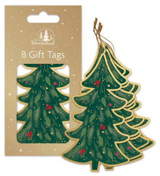 Pack of 8 Christmas Tree Shaped Gift Tags