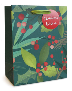 Christmas Foliage & Berries Design Medium Gift Bag