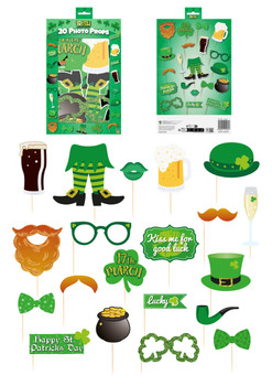 Pack of 20 St. Patrick's Day Assorted Designs Photo Booth Props with Sticks Pack of 20 St. Patrick's Day Assorted Designs Photo Booth Props with Sticks
