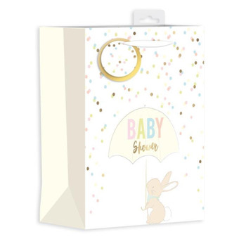 Pack of 12 Baby Shower Medium Gift Bags - White