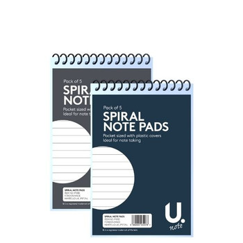 Pack of 5 5"x3" 34 Sheets Spiral Note Pads