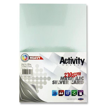 Pack of 25 A4 Metallic Silver Card Sheets by Premier Activity (c3271178)