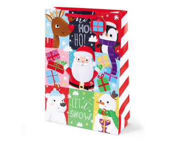 Pack of 6 Christmas Santa And Friends Design Extra Large Gift Bags