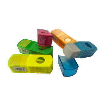 Q-Connect Plastic Pencil Sharpener Single Hole Assorted (Pack of