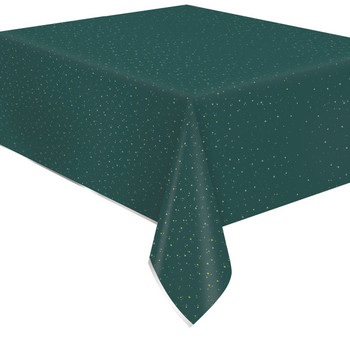 Modern Christmas Rectangular Foil Plastic Table Cover, 54" x 84"