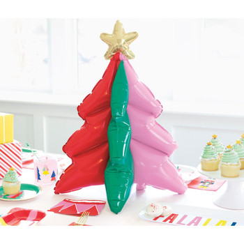 Vibrant Christmas Tree Shaped 22.5" Standing Foil Balloon Centerpiece