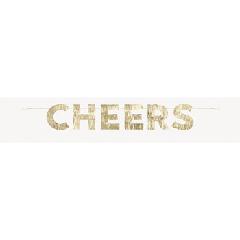 Modern Christmas "Cheers" Gold Foil Fringe Letter Banner 4ft