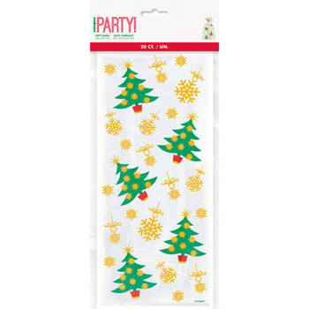 Pack of 20 Golden Christmas Cellophane Bags