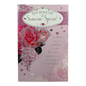Happy Mother's Day To Someone Special Glitter Rose Design Card