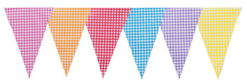 Gingham Multi Colour Mix Bunting 10m with 20 Pennants