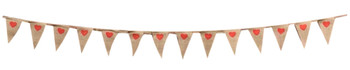 Hessian Red Hearts Bunting 2m with 14 Pennants Hessian Red Hearts Bunting 2m with 14 Pennants