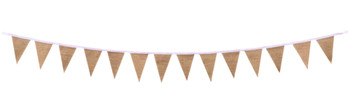 Plain With White String Hessian Bunting 3m with 14 Pennants