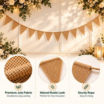 Plain Hessian Flags Withtwine String Bunting 3m with 14 Flags