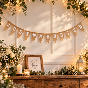 Just Married Hessian Bunting