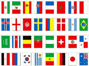 Multi Nation Polyester Bunting 6m with 32 Flags