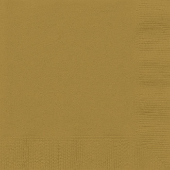 Pack of 20 Gold Solid Beverage Napkins