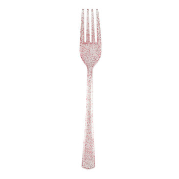 Pack of 18 Assorted Pink with Multicolor Glitter Plastic Forks