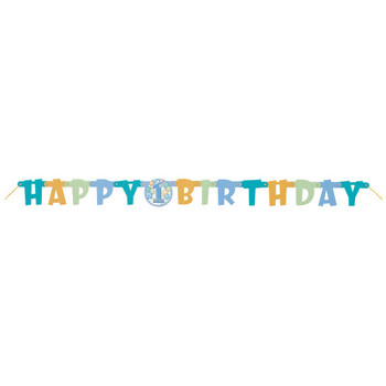 First Birthday Blue Balloons Jointed Banner