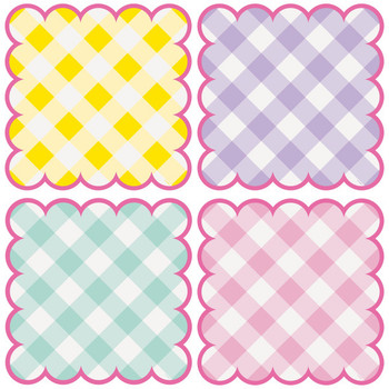 Pack of 8 Pastel Gingham Scalloped Placemats