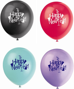 Pack of 8 New Year's Countdown 12" Latex Balloons