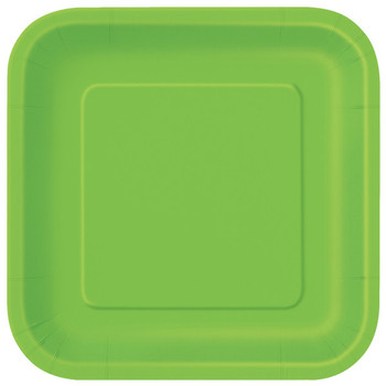 Pack of 14 Lime Green 9 inch Square Plates