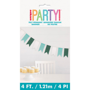 4ft Light Green, Dark Green & White Felt Pennant Banner