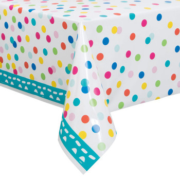Confetti Cake Birthday Rectangular Plastic Table Cover, 54"x84"