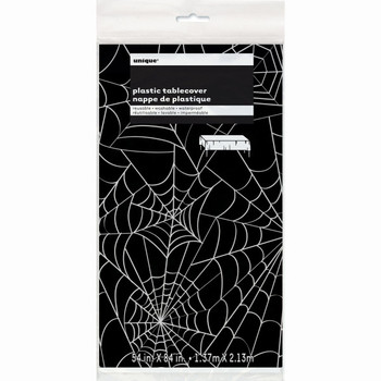 Spider Web Halloween Rectangular Plastic Table Cover, 54"x84" Spider Web Halloween Rectangular Plastic Table Cover, 54"x84"