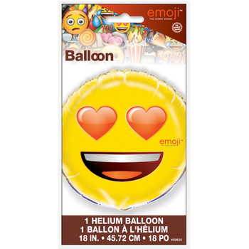 Heart Eyes Emoji Round Foil Balloon 18"