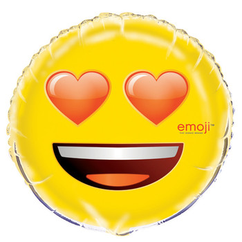 Heart Eyes Emoji Round Foil Balloon 18"