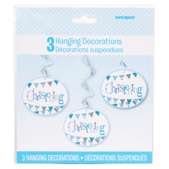 Pack of 3 26" Blue Bunting Christening Hanging Swirl Decorations
