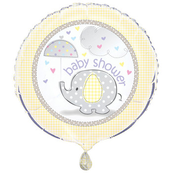 Baby Shower Umbrellaphants Yellow Round Foil Balloon 18"