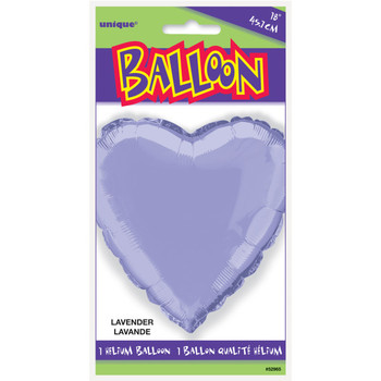 Lavender Solid Heart Foil Balloon 18"