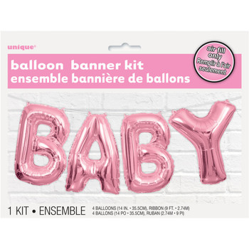 Pink Baby Foil Letter Balloon Banner Kit, 14"