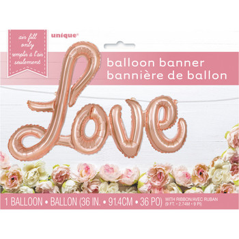 Rose Gold Love Foil Letter Balloon Banner Kit, 36" Rose Gold Love Foil Letter Balloon Banner Kit, 36"