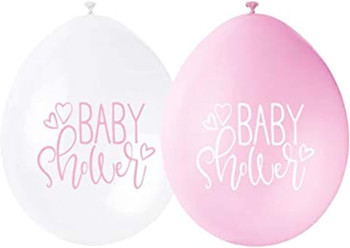 Pack of 10 Pink Baby Shower 9" Latex Balloons