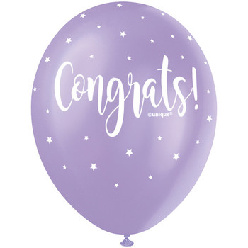 Pack of 5 Congrats 12" Pearlised Latex Balloons