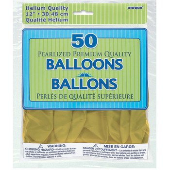 Pack of 50 Champagne Gold 12" Latex Balloons