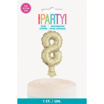 Gold Foil Number 8 Balloon Cake Topper 5"