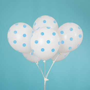 Pack of 6 Powder Blue Dots 12" Latex Balloons