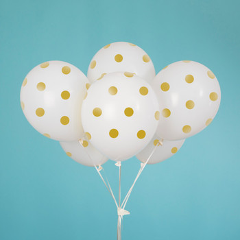 Pack of 6 Gold Dots 12" Latex Balloons