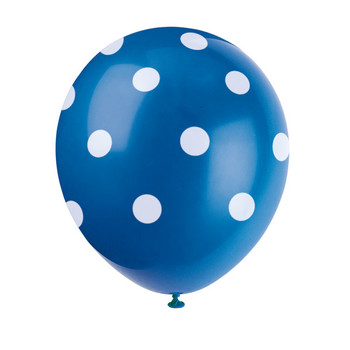 Pack of 6 Royal Blue Dots 12" Latex Balloons