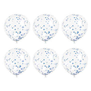 Pack of 6 Clear Latex Balloons with Royal Blue Confetti 12"